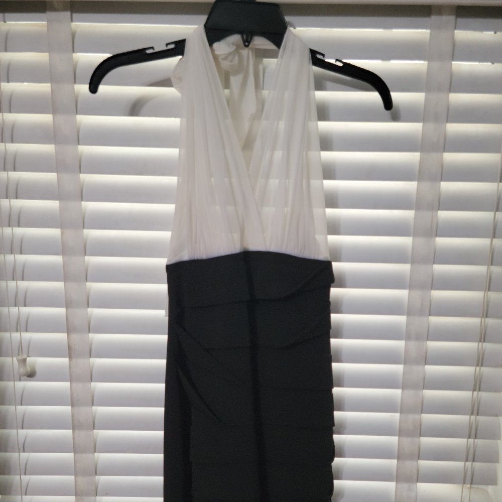 Dress, Black bottom with a white sheer halter top